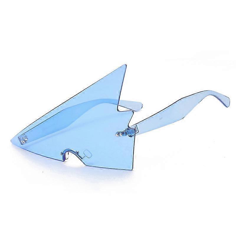 Jianghuo Moda Oversized Triangle Sunglasses Mujeres Vintage Rimless One Piece Clear Ocean Lens Eyewear Men Shades Unique Glasses