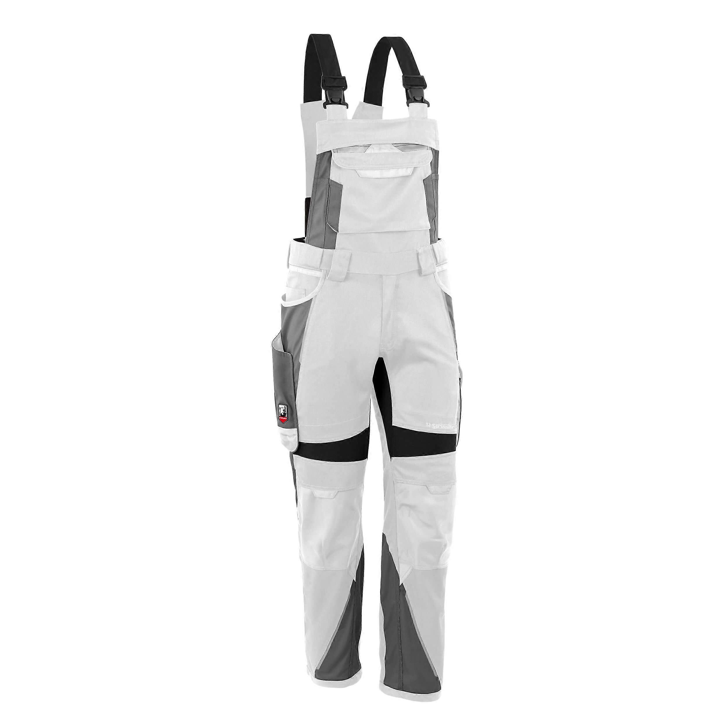 Qualitex dungarees GIM37_wei ß/grey - modern dungarees IRON made of Lyocell, Cordura & Stretch - reflective elements