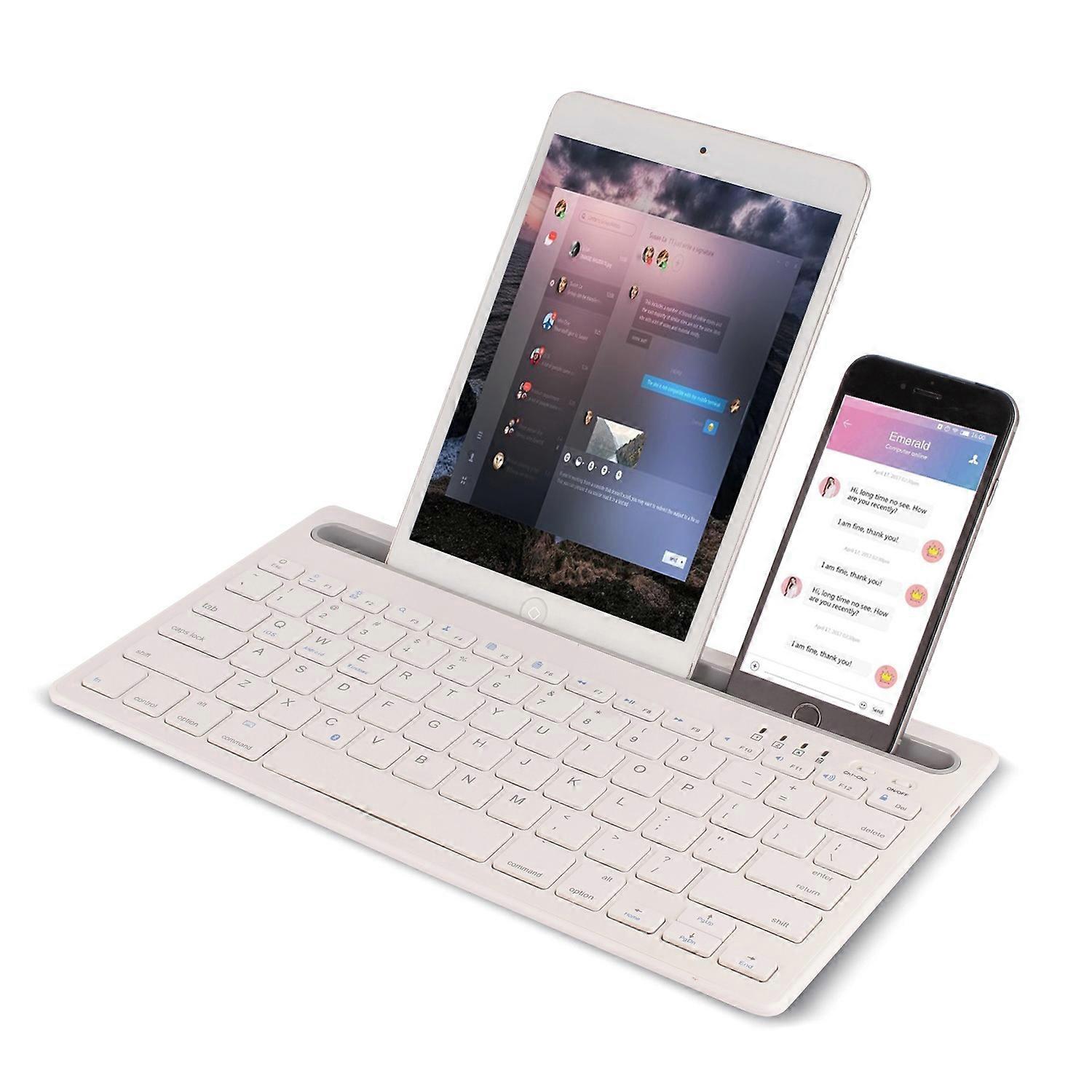 HM-04 Dual-Device Connection Bluetooth Keyboard for IOS Android Windows Phones/Tablets - White