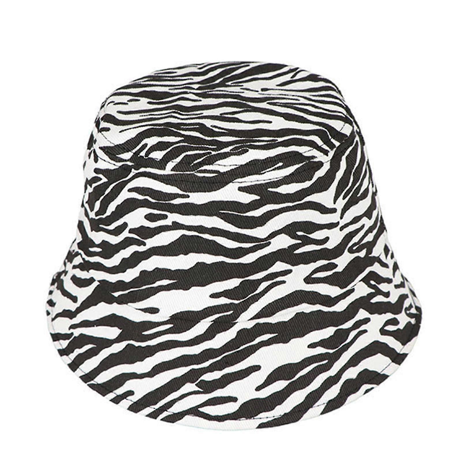 Trendy Zebra Patterned Fisherman Hat Unisex Leopard Patterned Sunshade Hat For Summer Travel