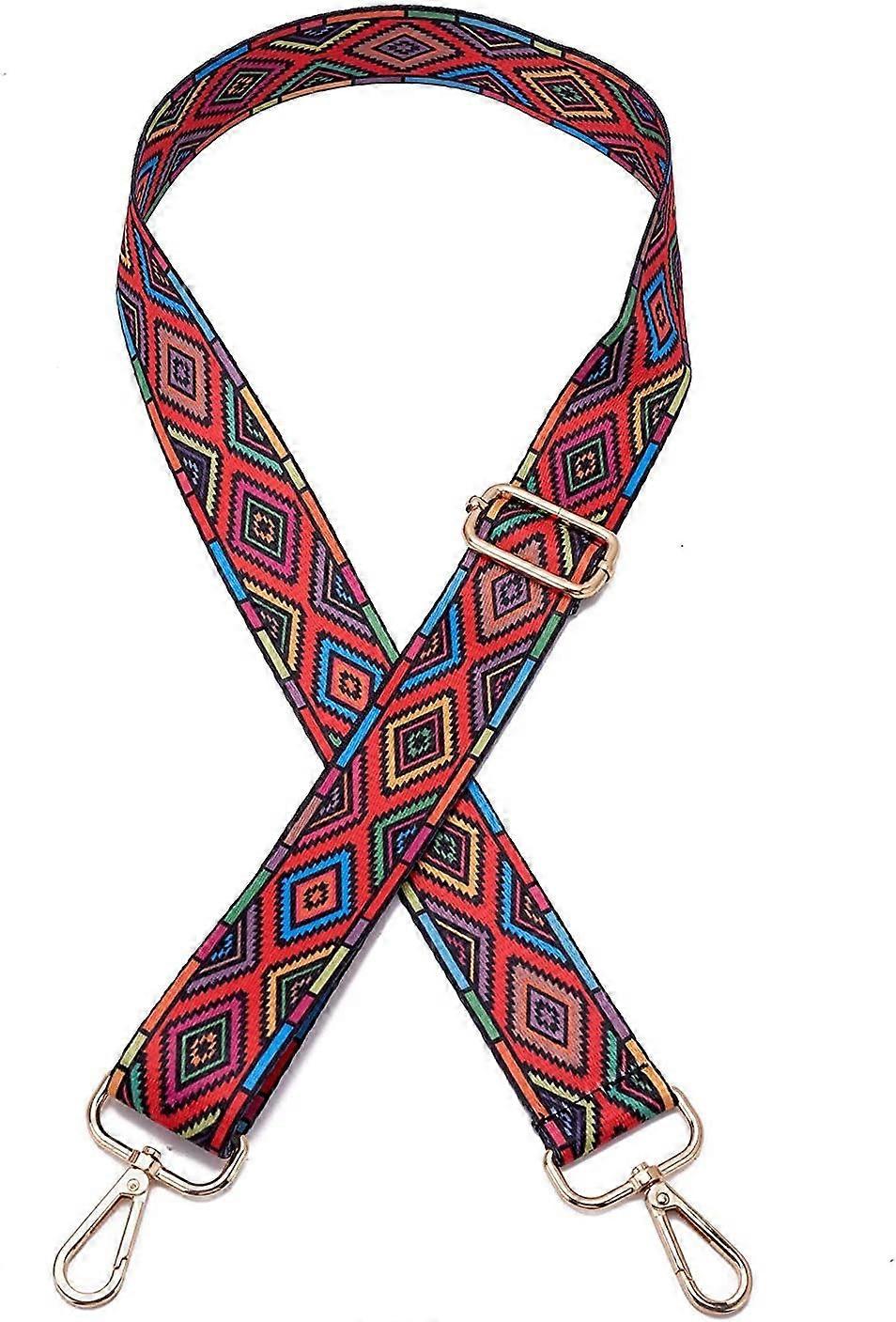 Bred axelrem Justerbar ersättningsbälte Crossbody Canvas Väska Handväska (Rhombus)