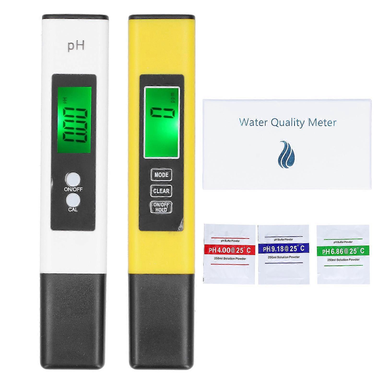 High Accuracy 3-in-1 PH TDS Meter Combo with 0.01pH Precision, 2% Readout Accuracy, and EC Temperature Tester (A2 Yellow/PH02SL White)