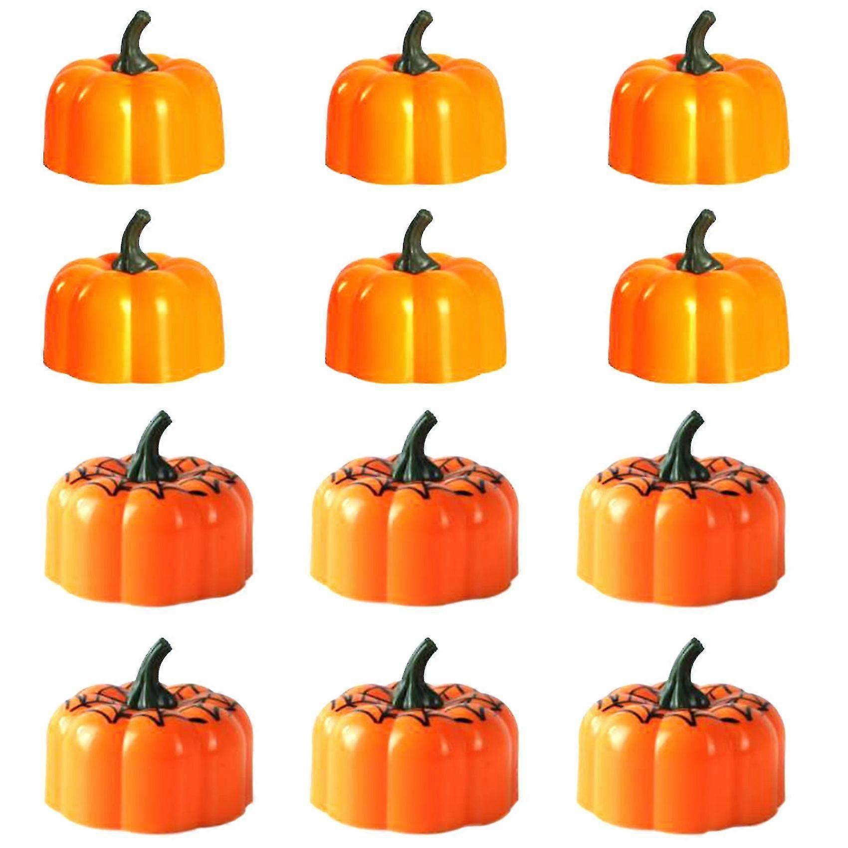 12pcs led simulation pumpkin halloween christmas decor candle light