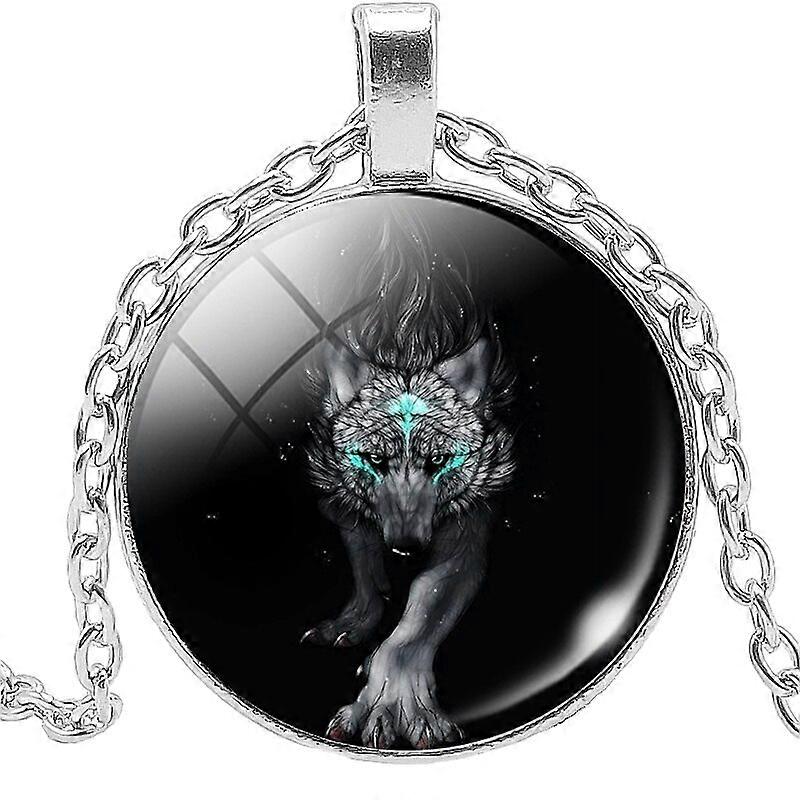 חדש זאב סיבירי הר שלג זאב הווארד וולף שרשרת תכשיטים תליון קריסטל קמור עגול שרשרת זכוכית מתנה לילד