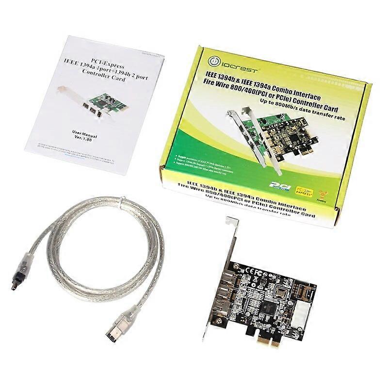1394 Expansion Card PCI-E 1X to IEEE 1394 DV Video Adapter 1x 1394A 6Pin + 2x 1394B 9Pin Controller Firewire Card for Desktop PC
