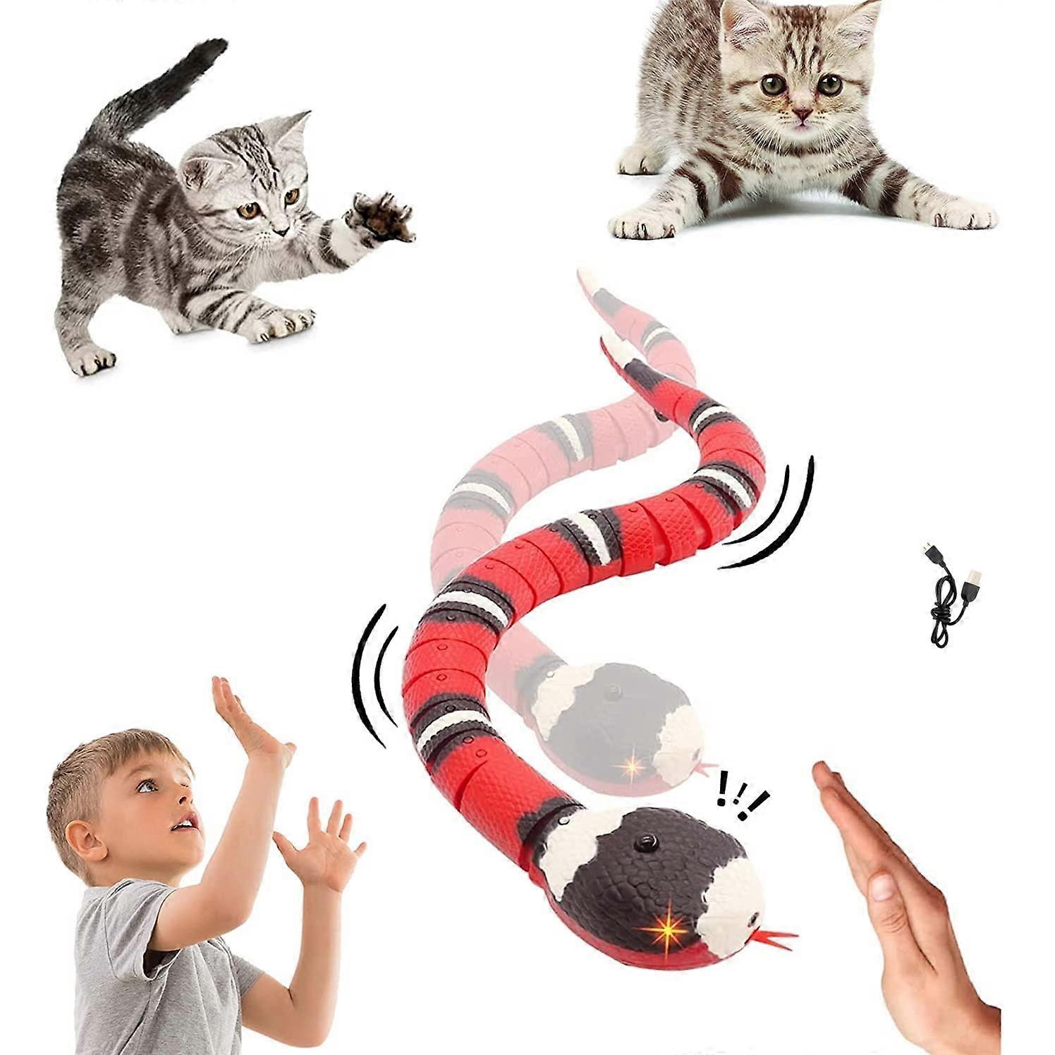 Smart Sensing Snake Toy,Cat Interactive Toys USB RechargeableRealistic Simulation Electric Snake Toy