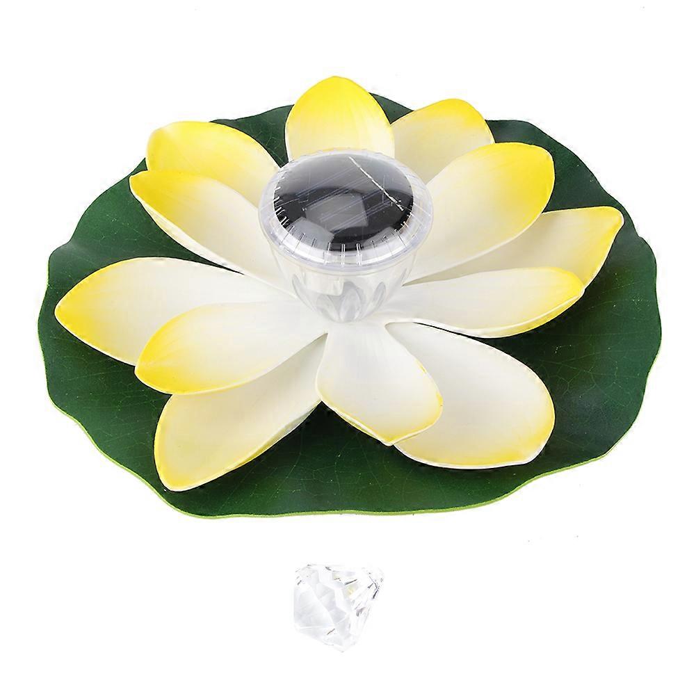 Waterproof LED Color Changing Solar Lotus Flower Floating Lights - Light Yellow