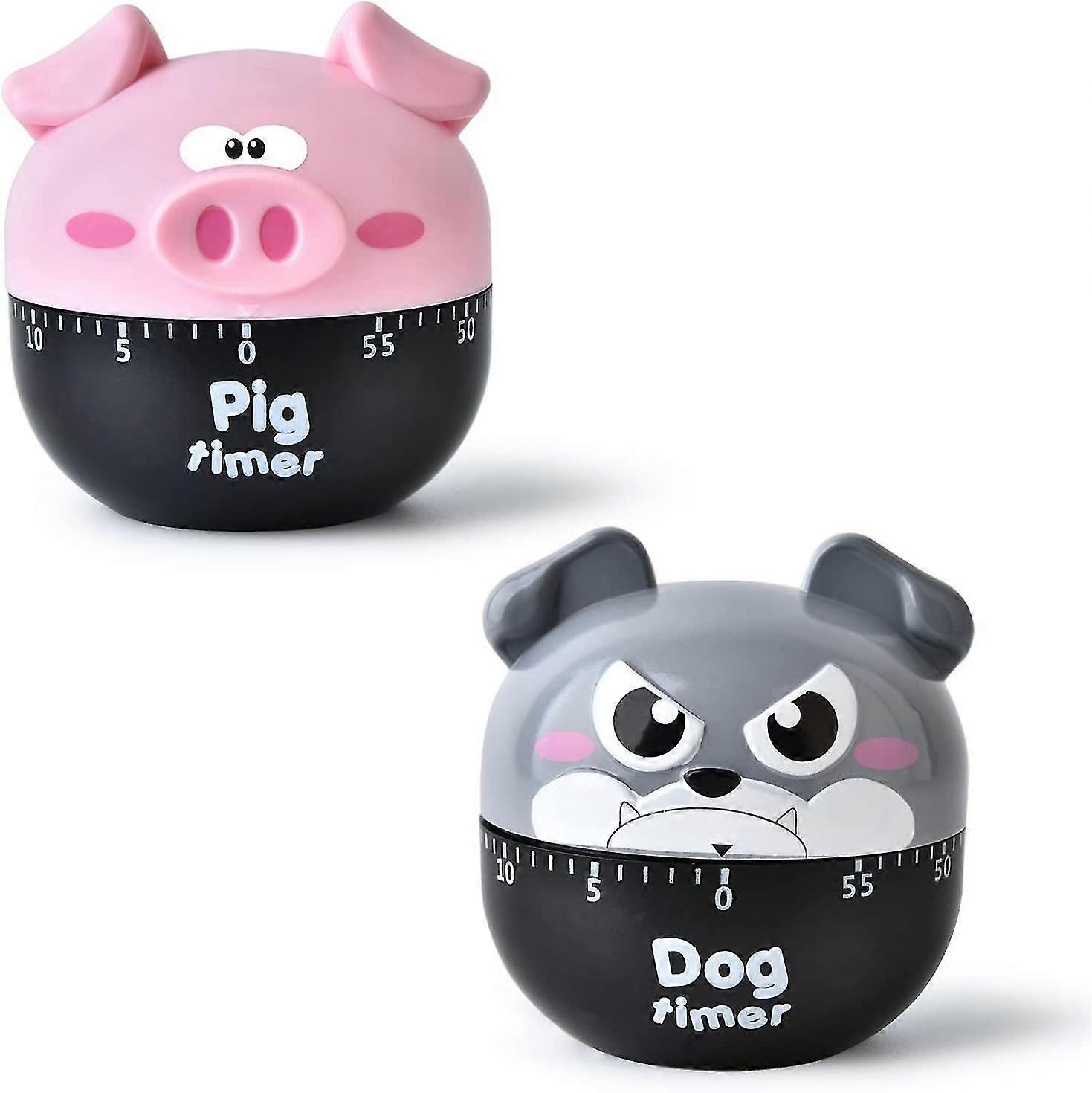 Yaju Mechanical Timer Kitchen Timer Novelty Cooking Timer Cute Animal Pattern Mechanical Timer For Office, Bedroom, Kitchen, 2pcs