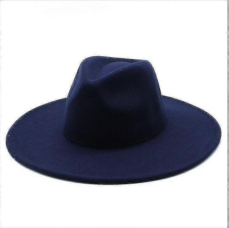 Sıcak Kış Klasik Geniş Brim Fedora Şapka Siyah Beyaz Yün Şapka erkekler Kadınlar Ezilebilir Kış Şapkası