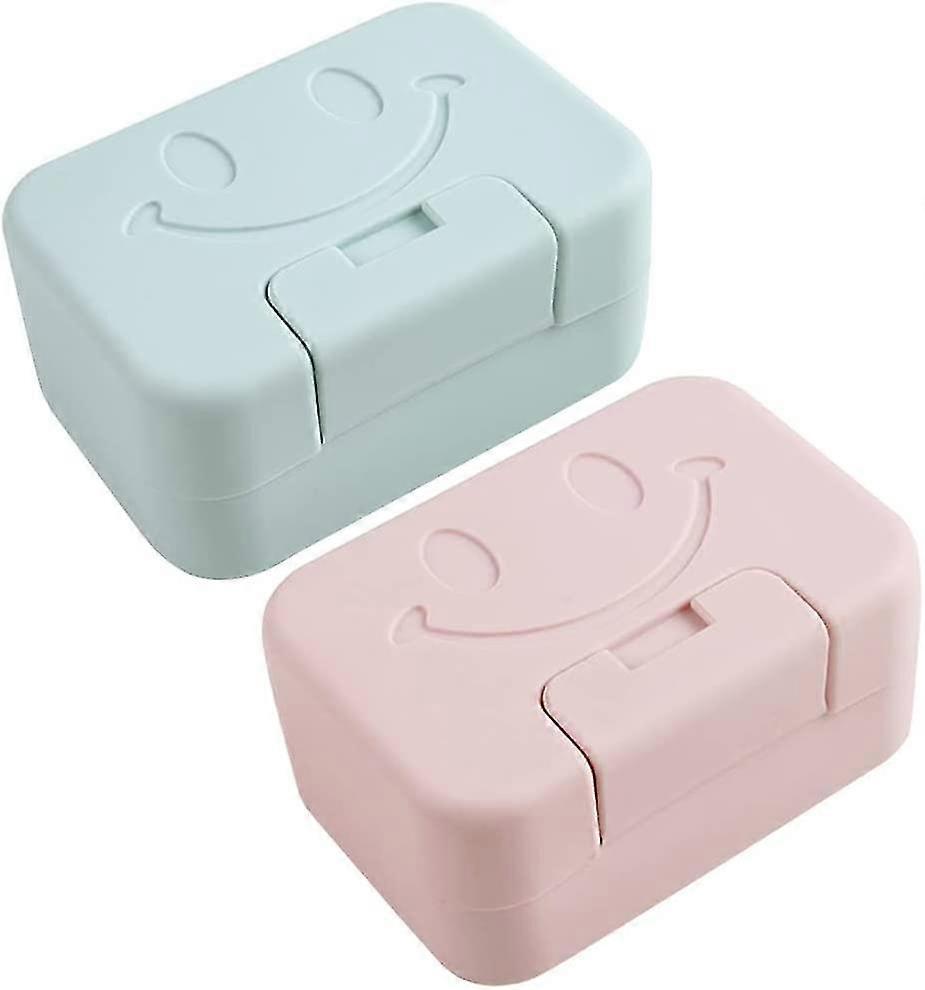 Travel Soap Box2 Pack Plastic Soap Dish With Lid Easy Clean Soap Storage Box For Bathroom