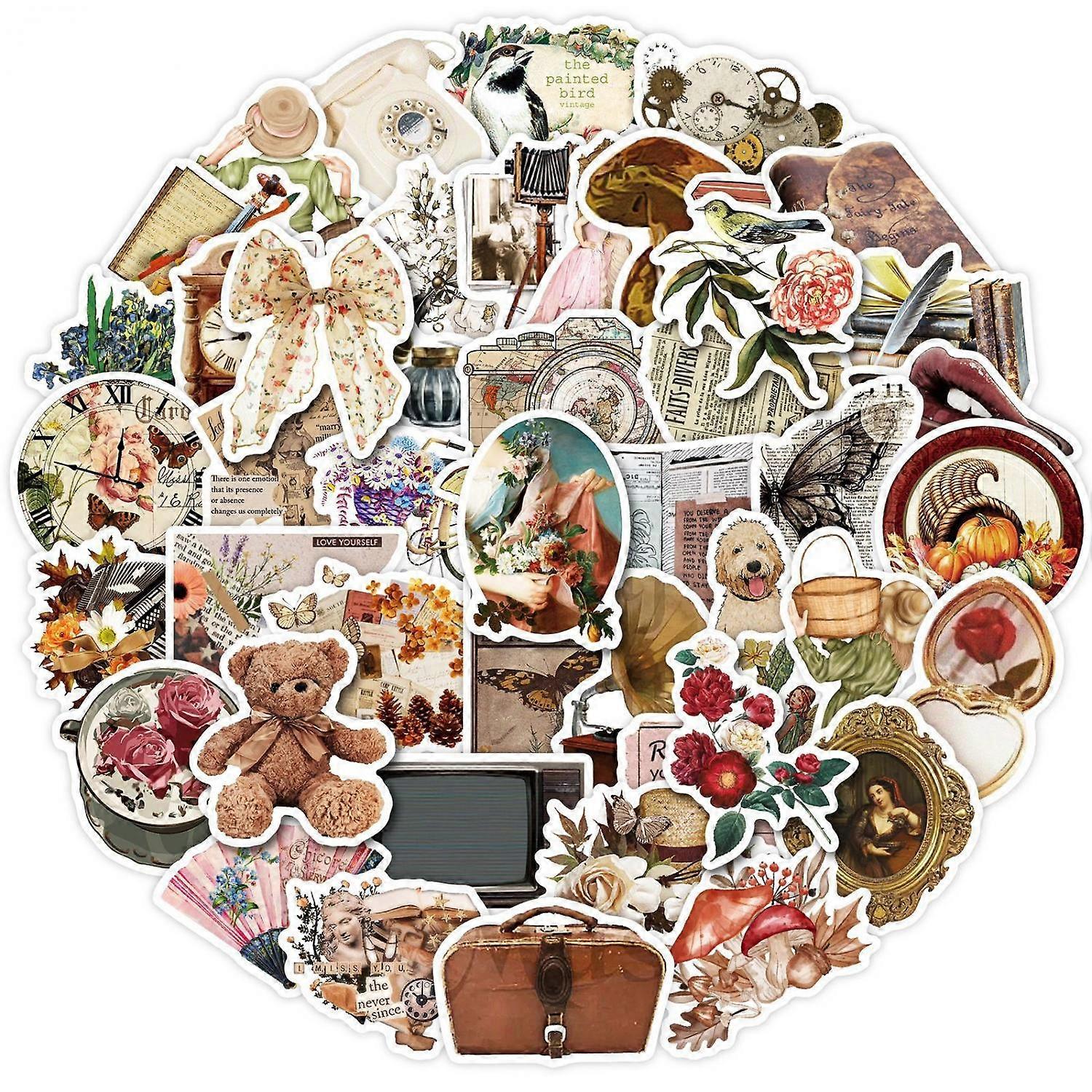 50 retro manual stickers