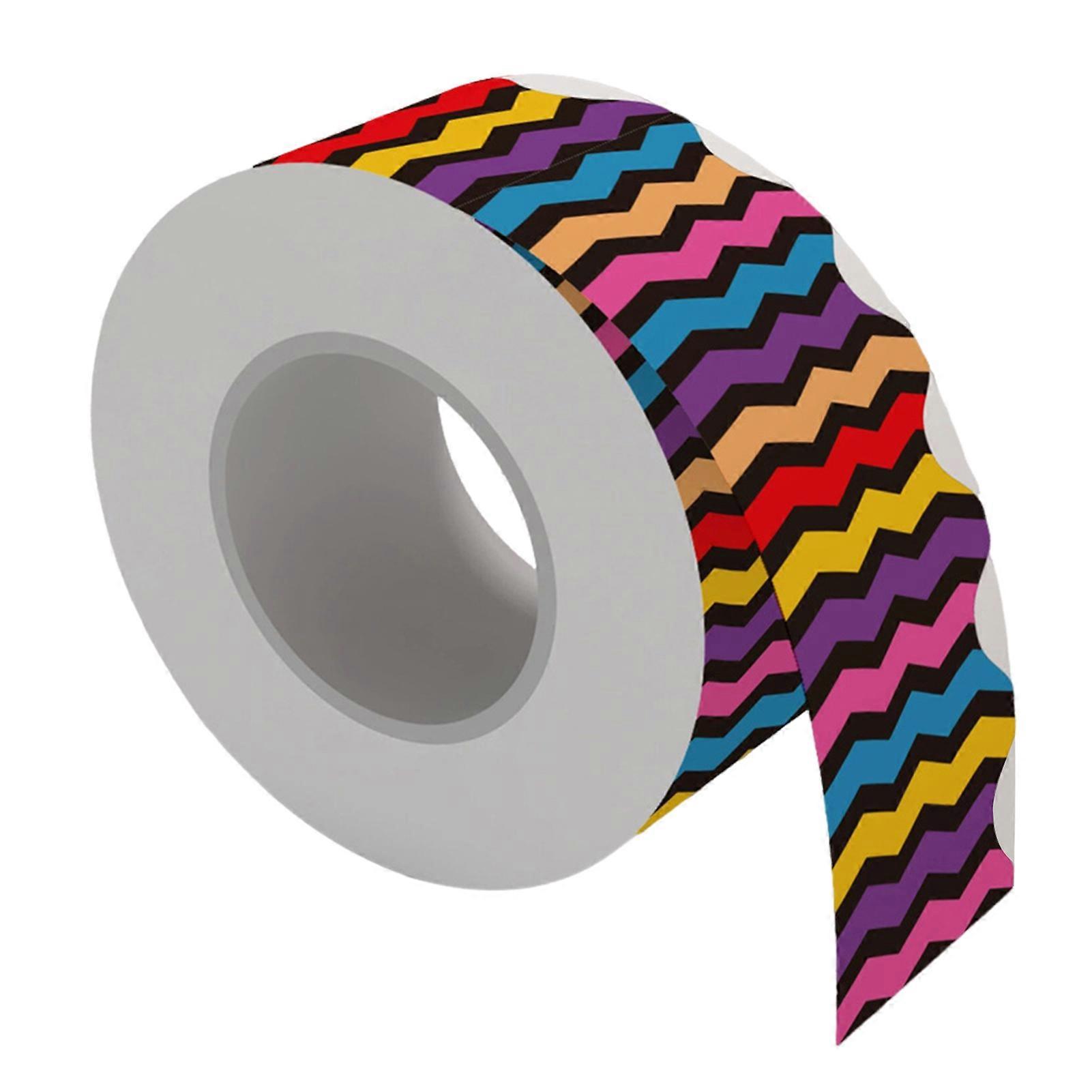 Colorful Wave Print Decorative Stickers Roll Bright Colors Clear Patterns Window Frames Party Classroom Announcement Decor