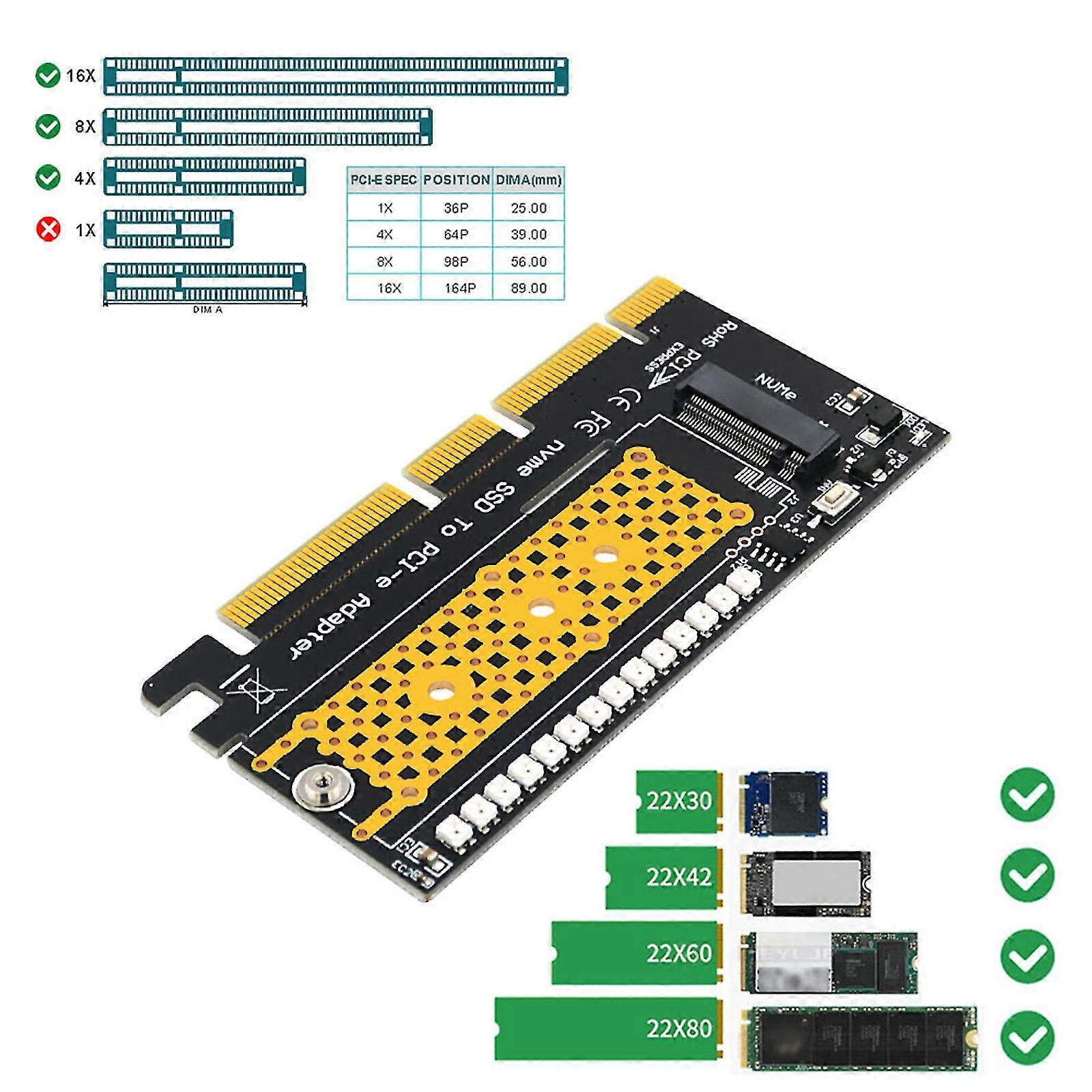 PCIe-auf-M.2-Adapter PCI-E X4 X8 X16 Host-Controller auf Nvme-SSD-Erweiterungskarte