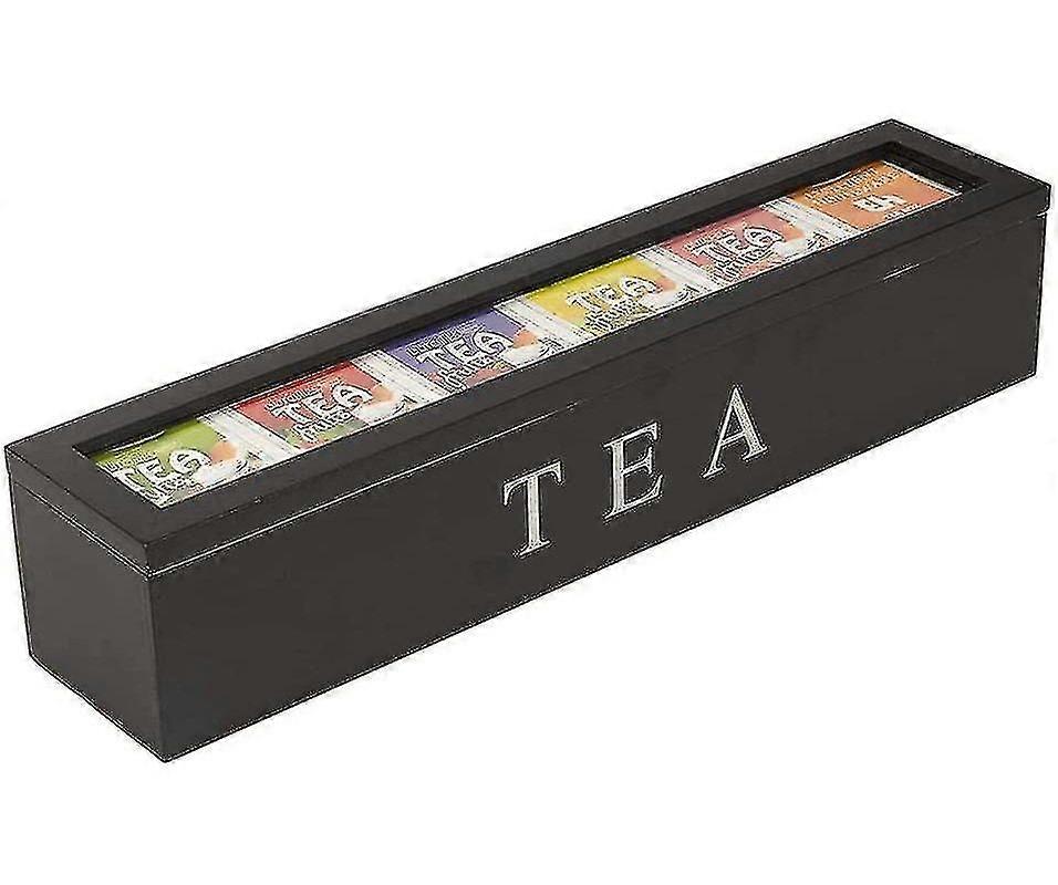 EVAGO Tea Box Made Of Bamboo Tea Box With 6 Compartments Tea Bag Box