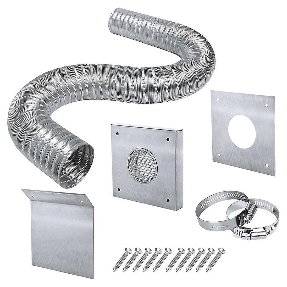 Pellet Stove Fresh Air Intake Kit 2x60Inch Outside Cold Air Kit for Pellet Stove Pipe Aluminum Flex