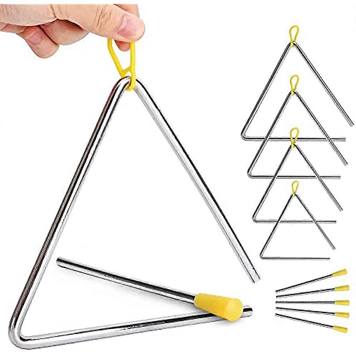 5 Pack Hand Percussion Instrument Triangles with Striker for Music Triangle Children Music Enlightenment - 5 Size 4 5 6 7 8