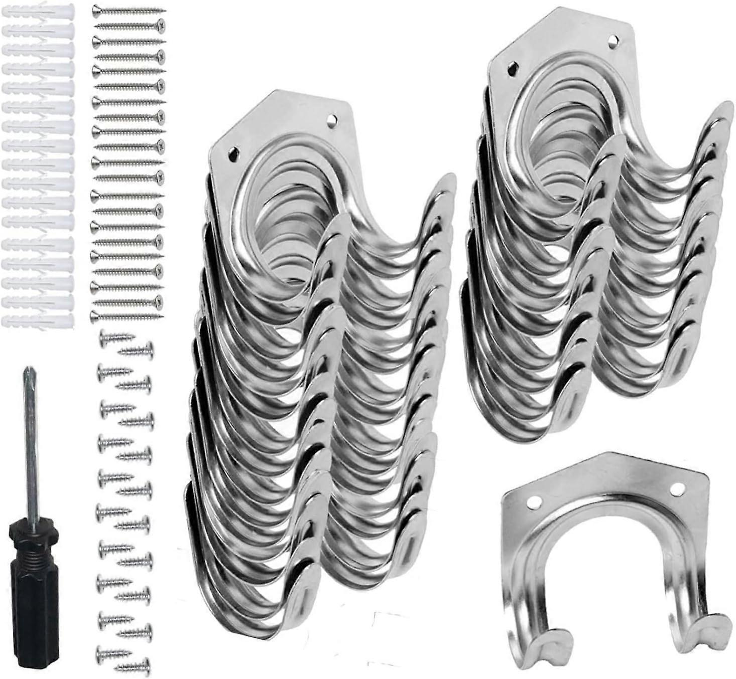 20Pcs Tool Hanger Hooks Heavy Duty Shed Hooks Wall Mount Tool Hanger Storage Hooks for Garage Shed Garden Warehouse Farm and Workshop Tools - with