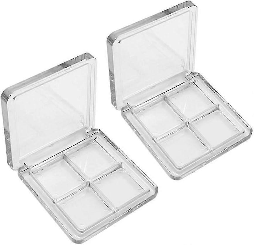 2pcs Empty Eyeshadow Palette Refillable 4 Grids Plastic Palette