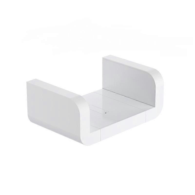 1pc White Plastic Wall Mounted Bathroom Shelf White