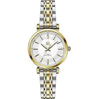 2set Classic Women Watches Fashion Ladies Dress Watch Solid Stainless Steel Band Genuine Leather Strap