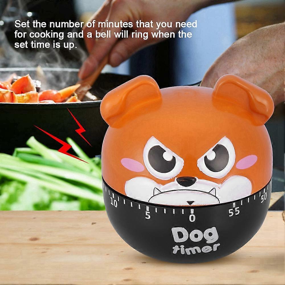 Cute Dog Mechanical Kitchen Timer for Home Cooking - Manual Reminder Tool (Brown)