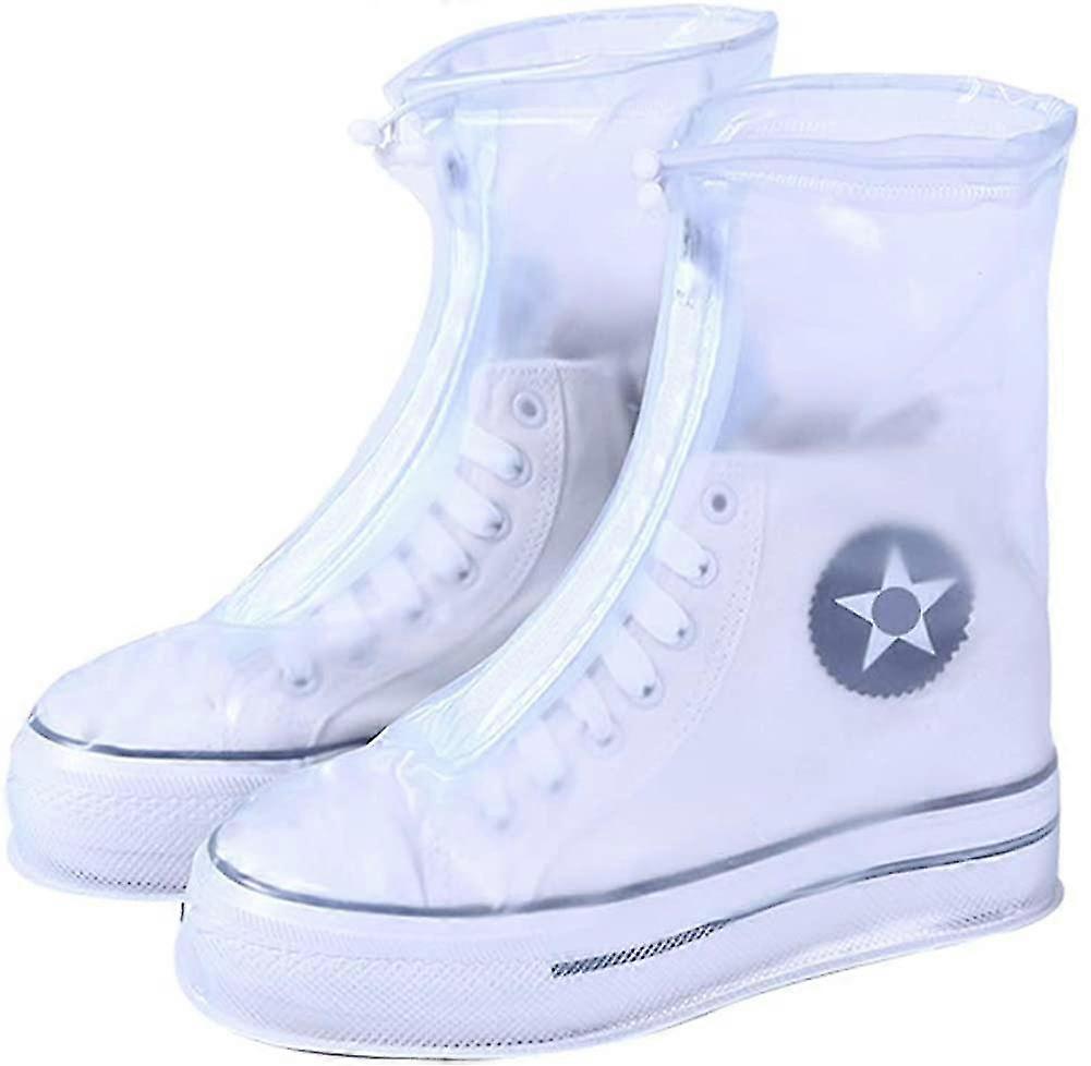 מגפי גשם חוזרים ומגפי גשם מכסים ערכות עמידות למים ניתן לקפל גברים/נשים/ילדיםלבן