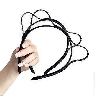 Banda para el cabello con forma de oreja de gato para mujeres Aro de cabello trenzado a mano personalizado para accesorios para el cabello