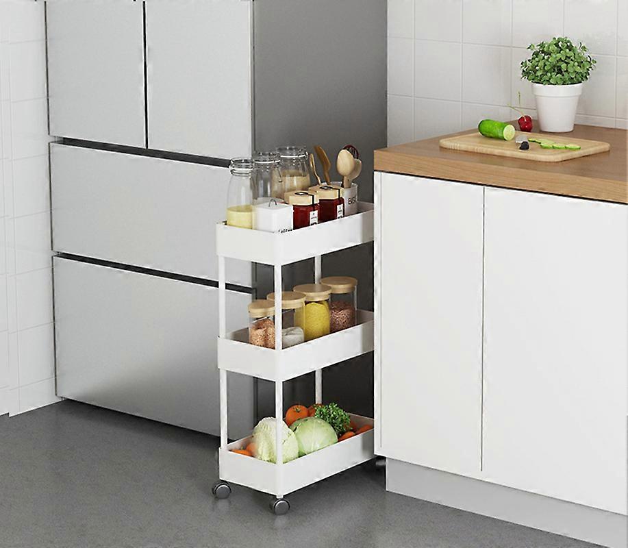 Slim Storage Cart, 3/4 Tier Bathroom Organizer Mobile Shelving Unit