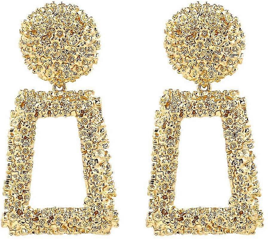 Drop Earrings Large Metal Rectangle Geometric Dangle Earrings Silver/gold