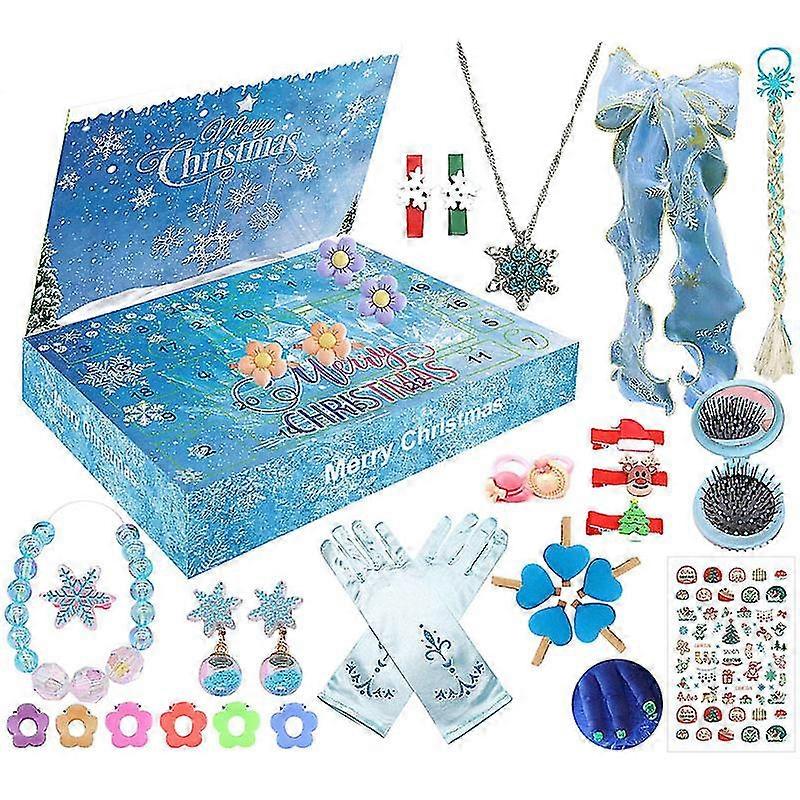 24 يوما التقويمات العد التنازلي المجمدة مربع أعمى, تقويم عيد الميلاد مجيء الأميرة المجمدة مجوهرات عيد الميلاد هدية مربع Daor2330