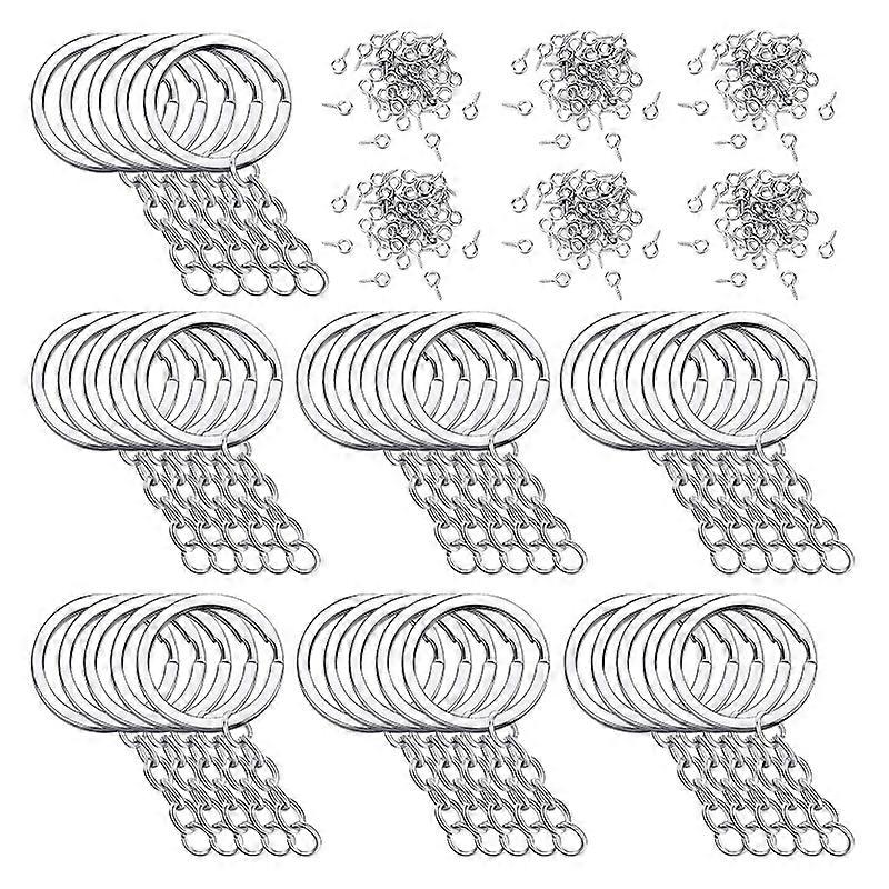 250Pcs Keychain Rings for Crafts Include Key Rings with Chain Jump Rings Bulk