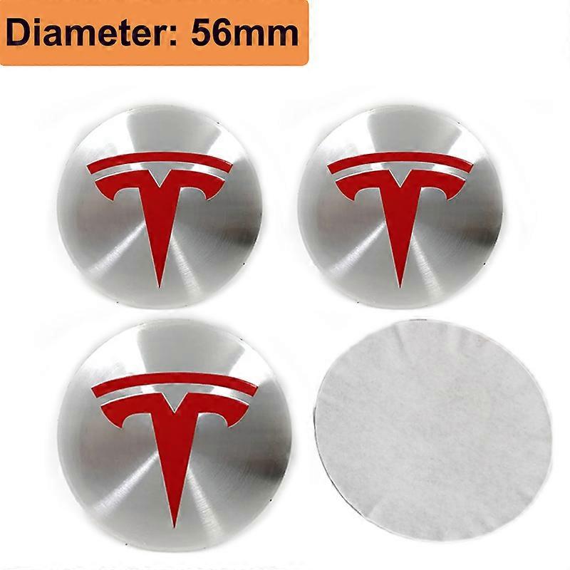 4PCS 56mm Car Wheel Hub Center Caps Emblem Sticker Styling for Tesla Model3 Model S Roadster Cybertuck ModelX Auto Accessories