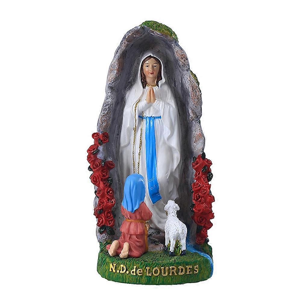 Stone Cave Madonna Figurine Sculpture Statue for Home Desktop Decoration Handicraft Bookshelf Ornaments