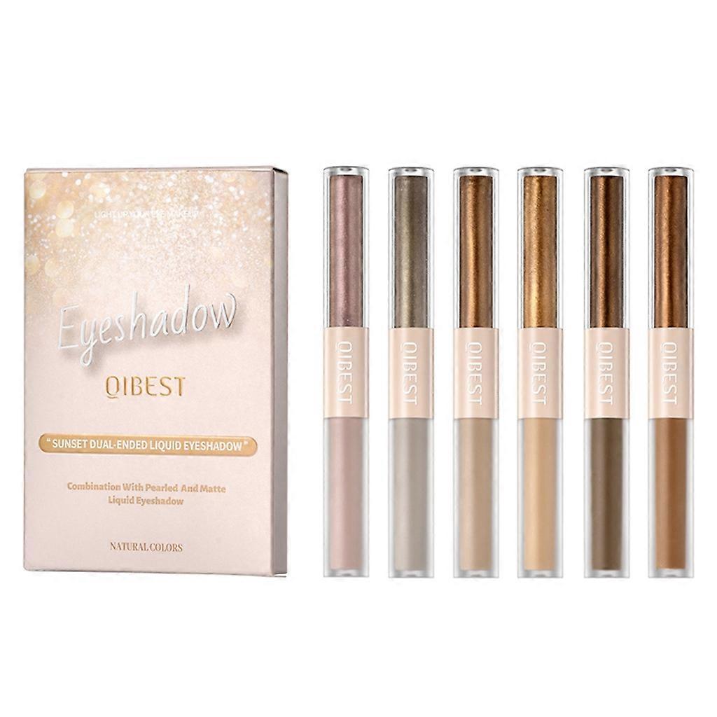 Packung mit 6 doppelseitigen flüssigen Lidschatten Atemberaubende, faszinierende Augen-Make-up-Looks mit lang anhaltendem, wasserfestem, mattem Finish