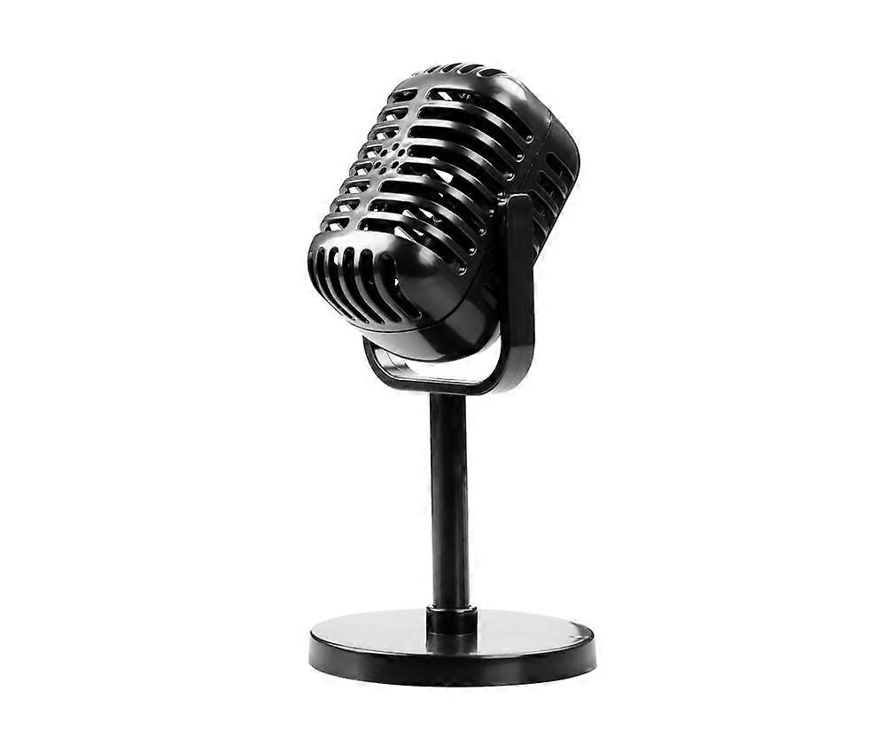 Simulation Props Mic Plastic Retro Dynamic Vocal Microphone Vintage Style Universal Stand Ornament For Live Performance Karaoke