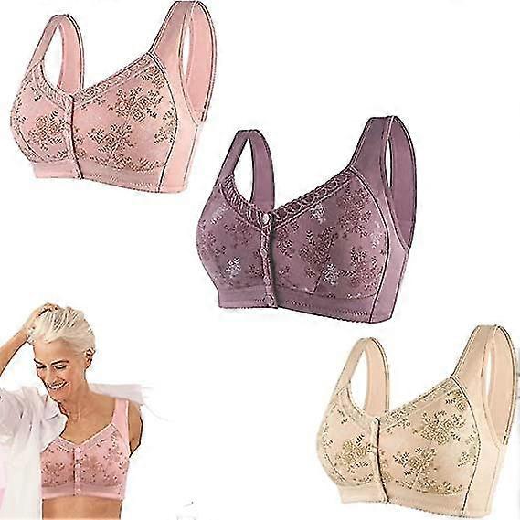 Wm Stylist Bra For Seniors Front Closure,glamorette Cotton Front Closure Bra,wide Shoulder Straps Cotton Front Closure Bra