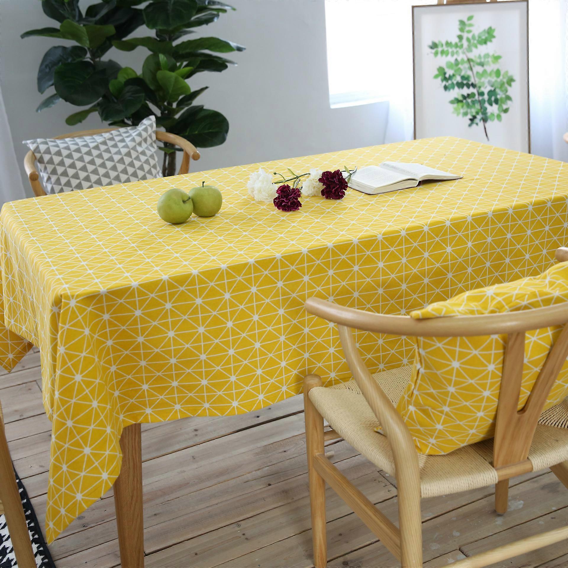 Tablecloths, Rectangular Tablecloths, Cotton Linen Tablecloths, Simple Twill Tablecloths, Table Mats For Home Kitchen Decor, Various Sizes (1Pcs-Yello