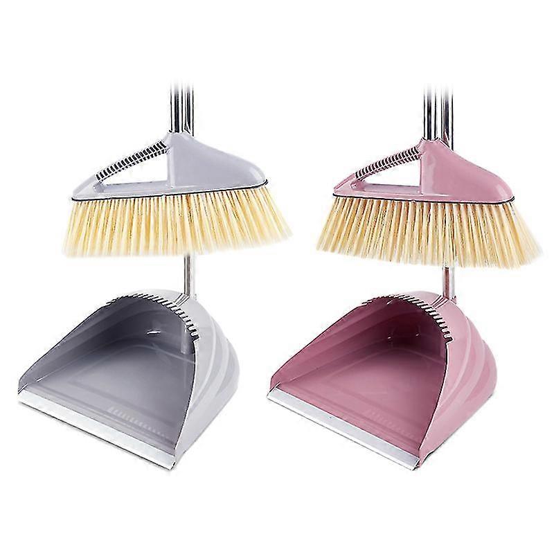 Broom and Dustpan Set Standing Upright Dust Pan Long Handle Lobby Broom