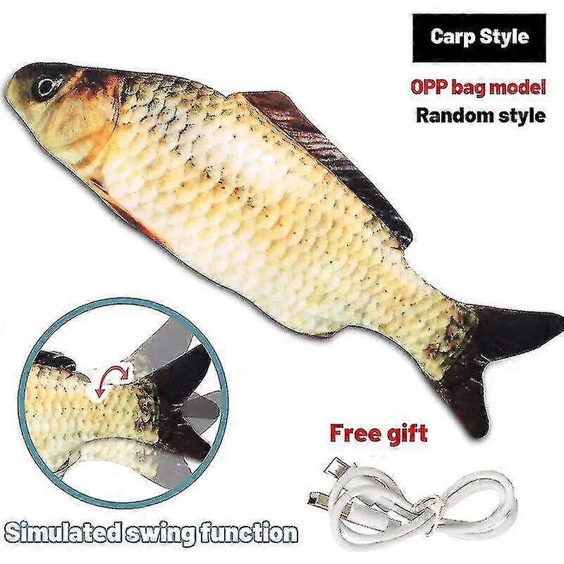 Pet Fish Toy Soft Plys Legetøj USB oplader Fisk Kat 3D Simulation Dancing Wiggle Interaktion Forsyninger Favoriserer Kat Pet Tyggelegetøj Legetøj