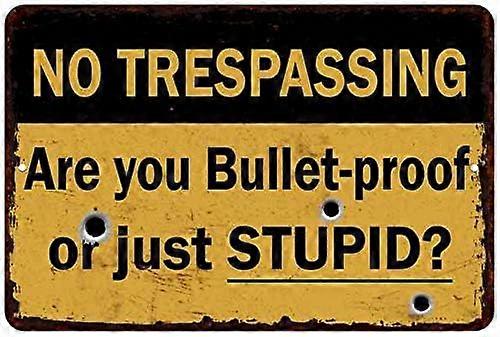 är du skottsäker eller dum tecken man grotta rustika skyltar inredning vintage väggkonst dekorationer pappor tenn plack fäder mancave gåva 8 x 12 matt finish m