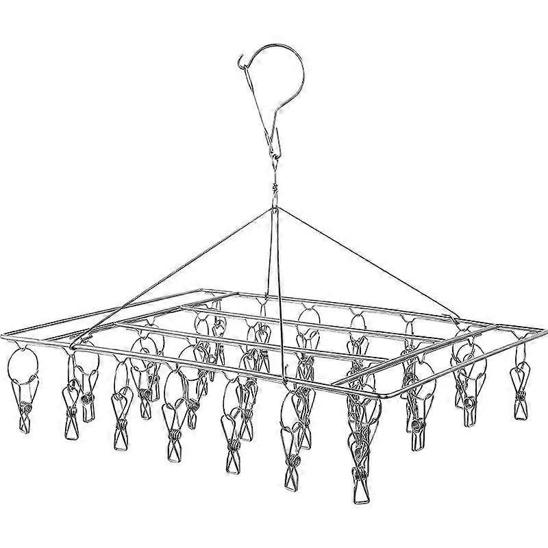Stainless Steel Laundry Drying Rack Clothes Hanger With 36 Clips