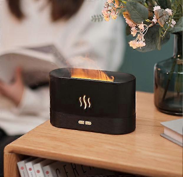 Essential Oil Diffuser With Flame Night Light, 180ml Silent Aromatherapy Atomizing Humidifier, Essential Oil Diffuser With Automatic Safety Switchblac