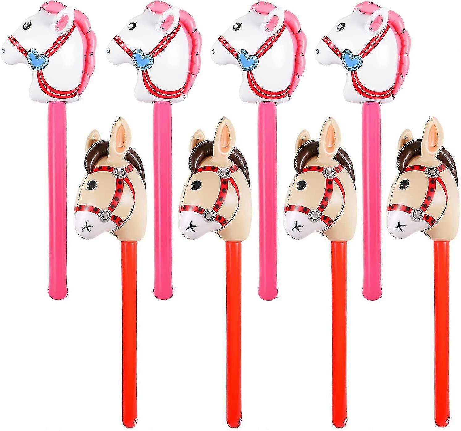 8 Pieces Inflatable Stick Horse, Inflatable Horse On Stick Cowboy Party/farm