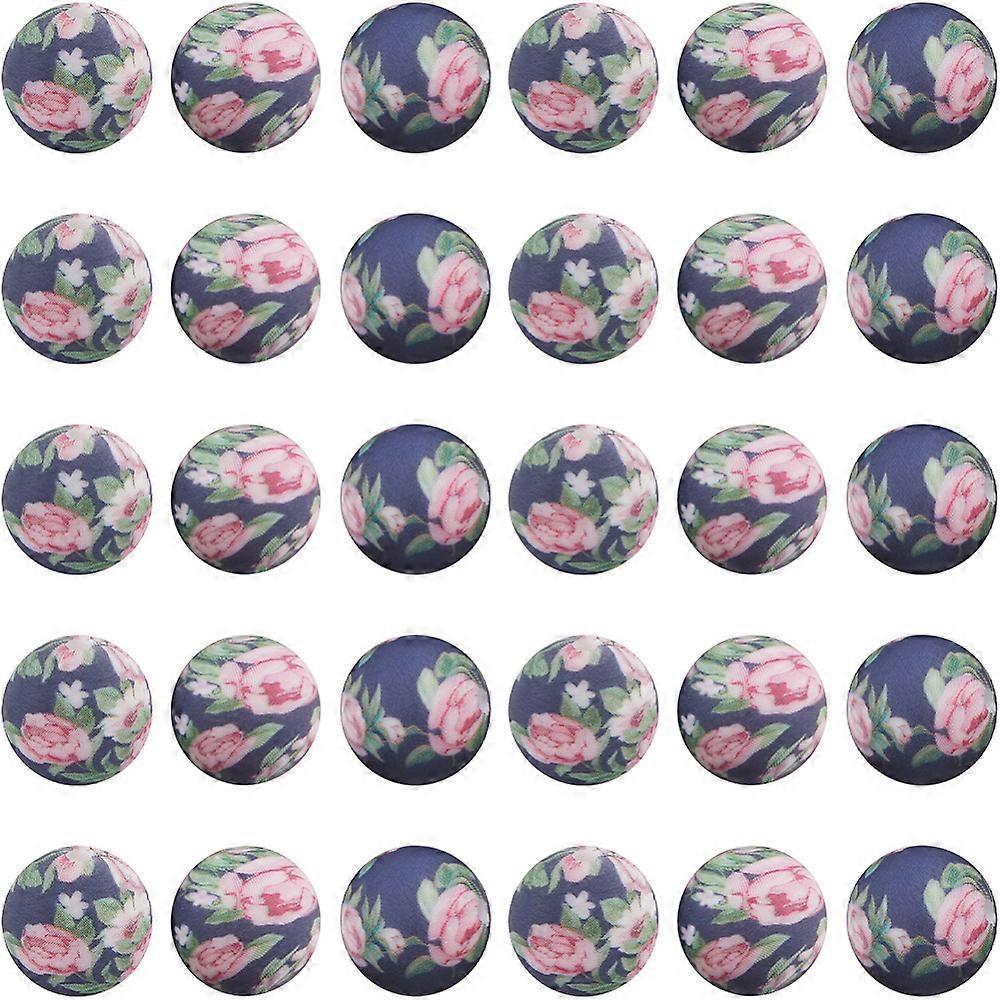 30pcs Round with Flower Pattern Silicone Focal Beads Round Mauve 15mm Hole: 2mm 30pcs/box