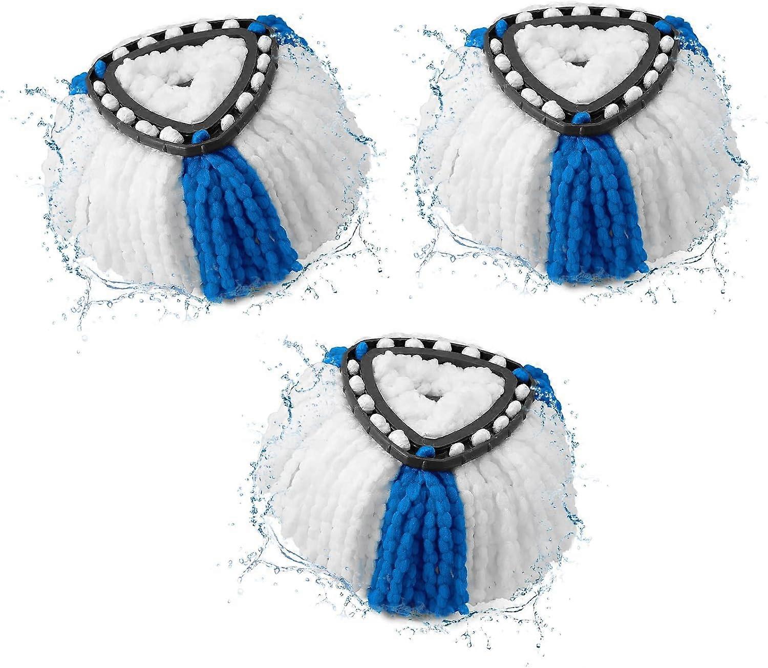 3 Pack Mop Replacement Heads ,Compatible with Vileda ,2-in-1 Turbo Mop Head Replacement, Microfibre Spin Mop Refills (Blue)