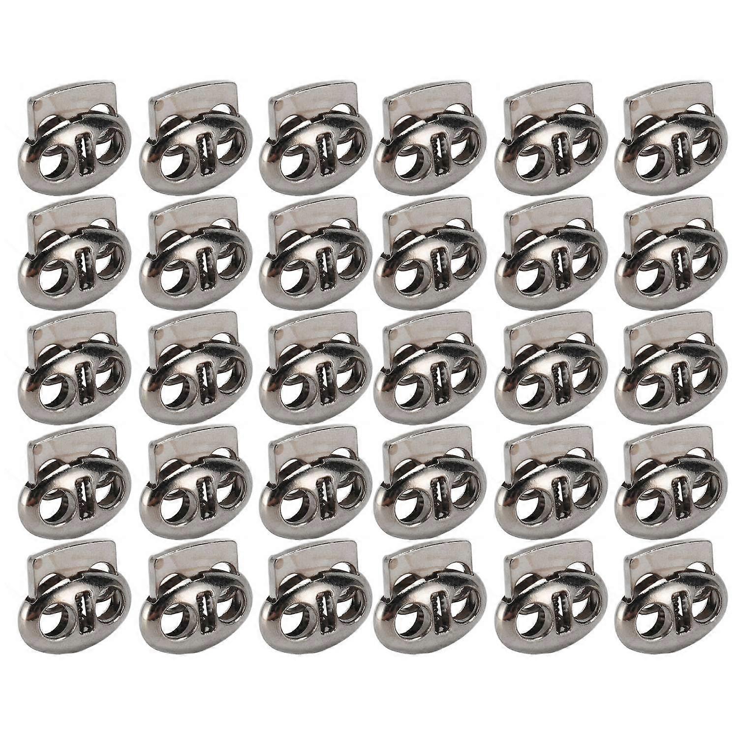 30pcs Metal Cord Lock End Toggle Double Hole Spring Stopper Fastener Slider Toggles End for Drawstri