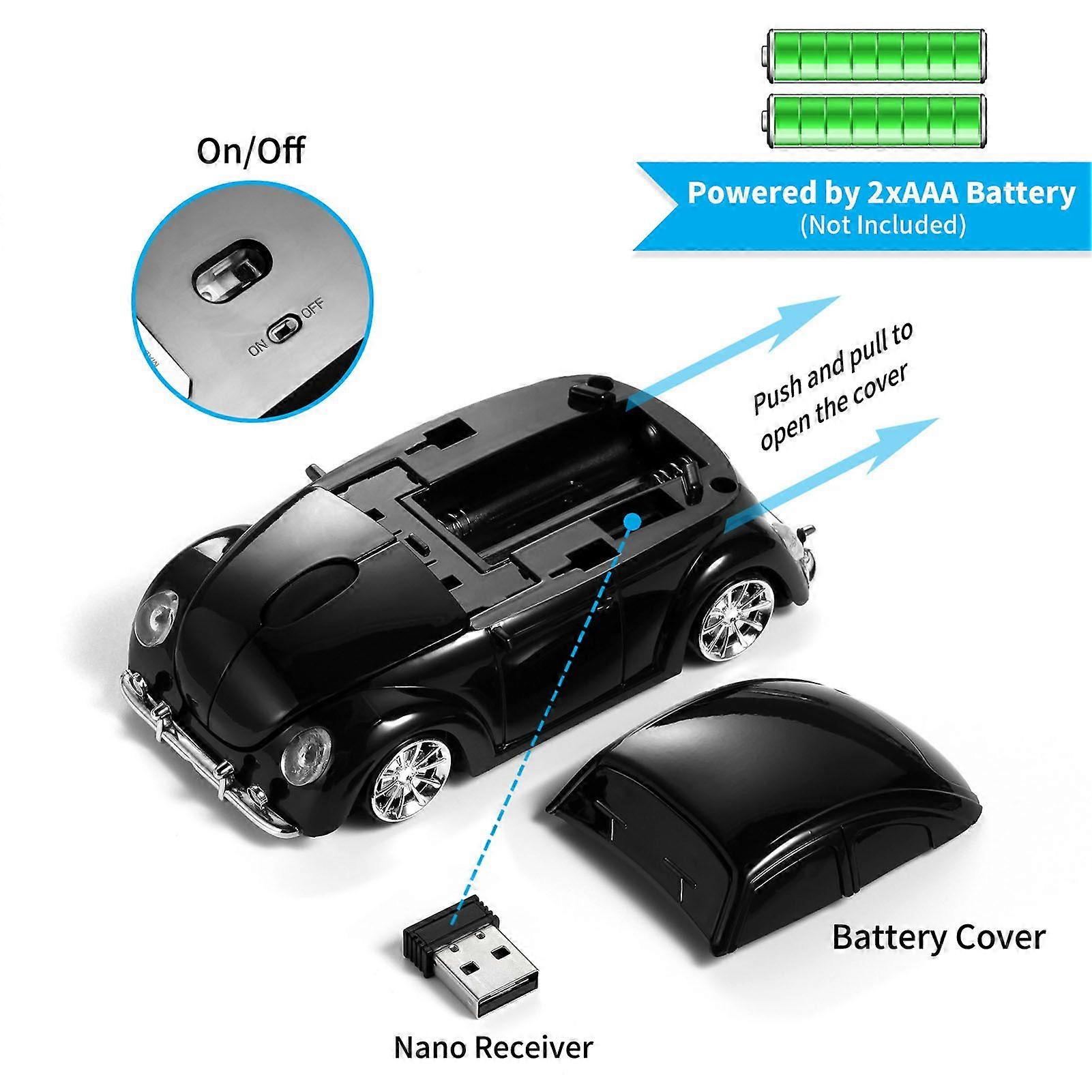 Cartoon Mini Car Wireless Mouse Ergonomics Cozy Grip 1000 DPI Plug-Play ...