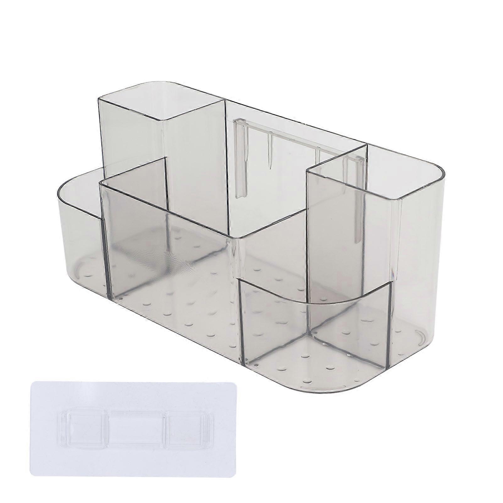 Transparent Grey Organizer: Compartmental Punch-Free Wall Mounted Storage Box
