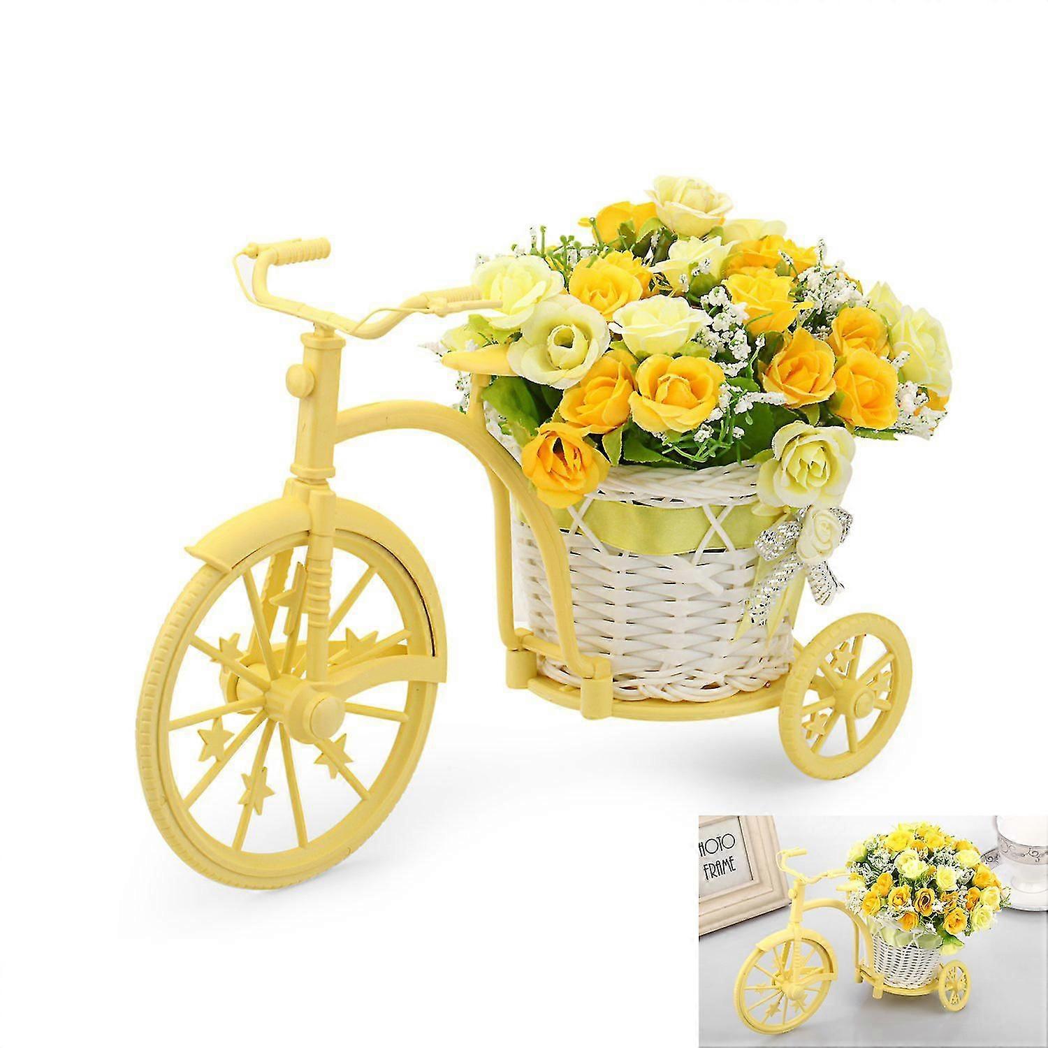 Nostalgic ycle Artificial Flower Decor Plant Stand (yellow)