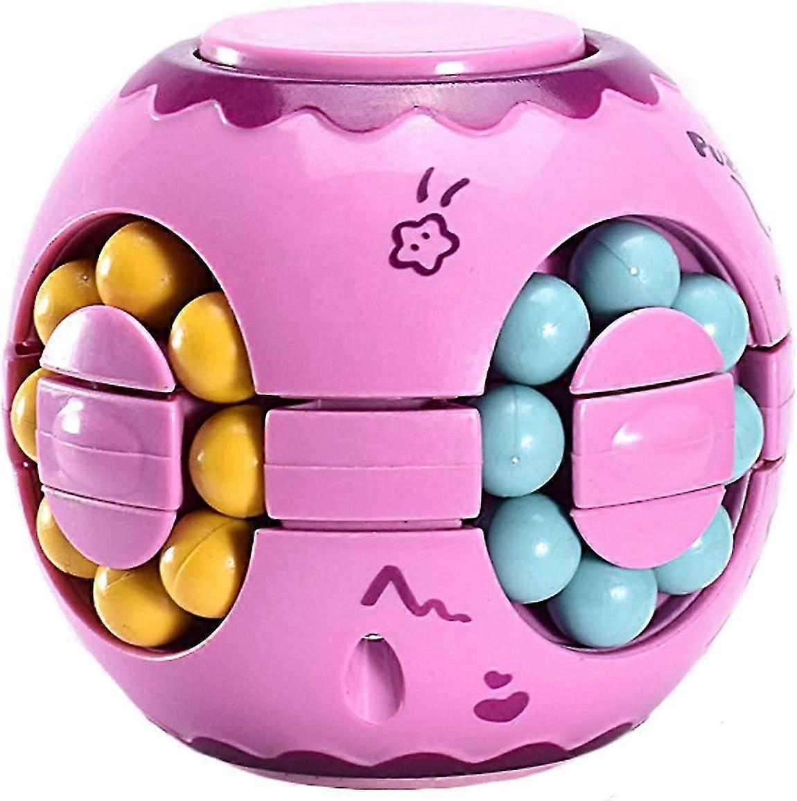 2 In1 Pyörivä Fidget Spinner Magic Bean Infinity Cube Stress Relief Ball Aikuiset Lapset Unisex-lapset Opetus Puzzle Cube Lelut (vaaleanpunainen)